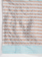 Janasya Sky Blue Linen Blend Geometric Jacquard Saree - Distacart