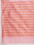 Janasya Pink Linen Blend Geometric Jacquard Saree - Distacart