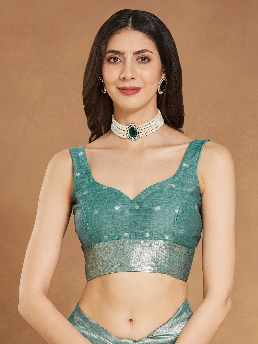 Janasya Sea Green Linen Blend Floral Jacquard Saree - Distacart