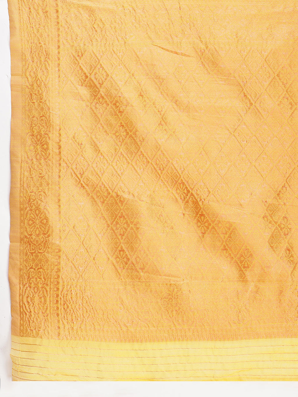 Janasya Yellow Linen Blend Geometric Jacquard Saree - Distacart