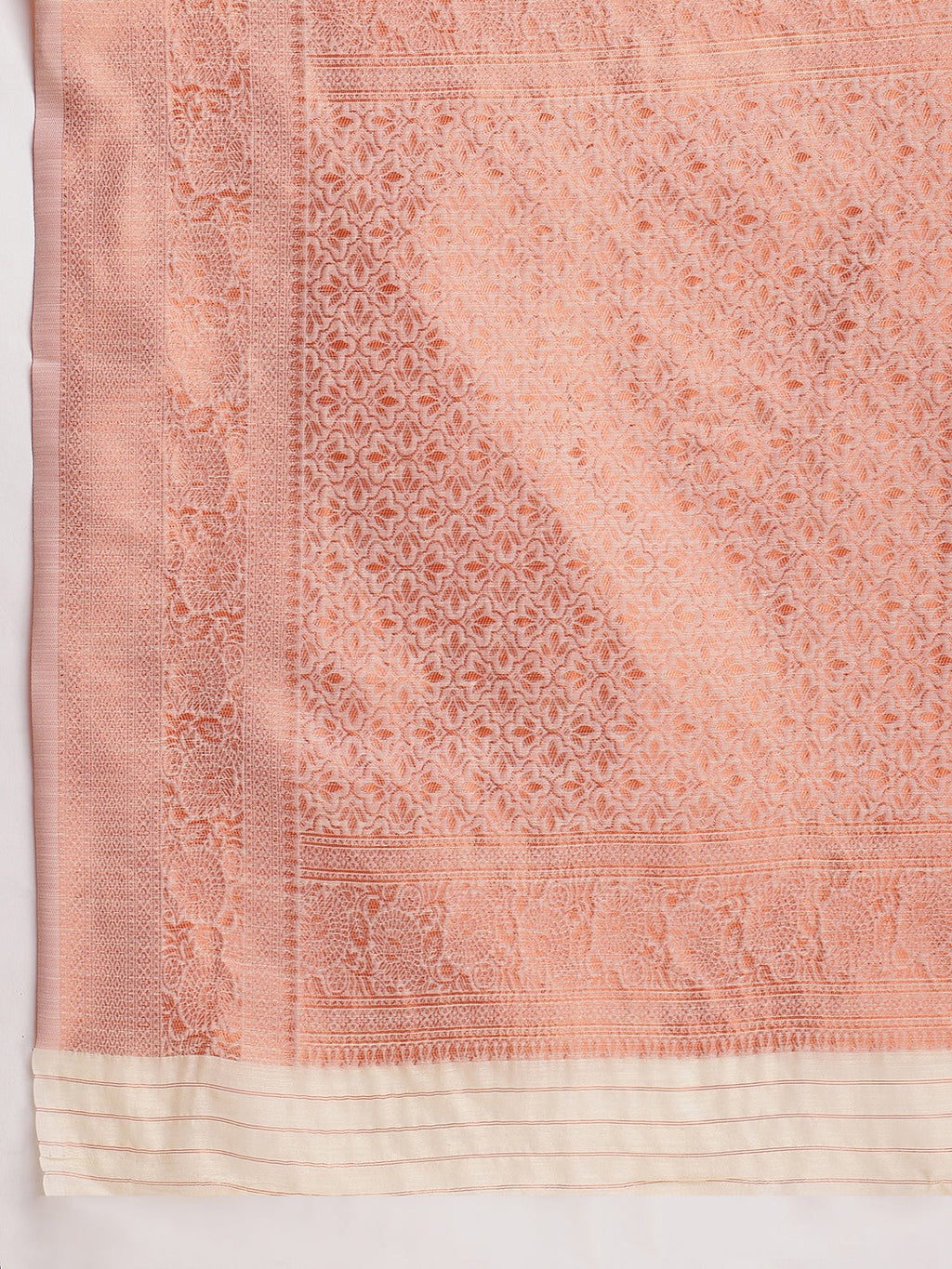 Janasya Orange Linen Blend Floral Jacquard Saree - Distacart