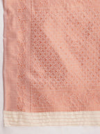 Janasya Orange Linen Blend Floral Jacquard Saree - Distacart