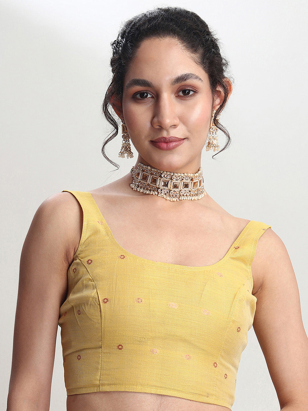 Janasya Yellow Linen Blend Floral Jacquard Saree - Distacart