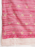 Janasya Beige Silk Blend Ikkat Jacquard Saree - Distacart