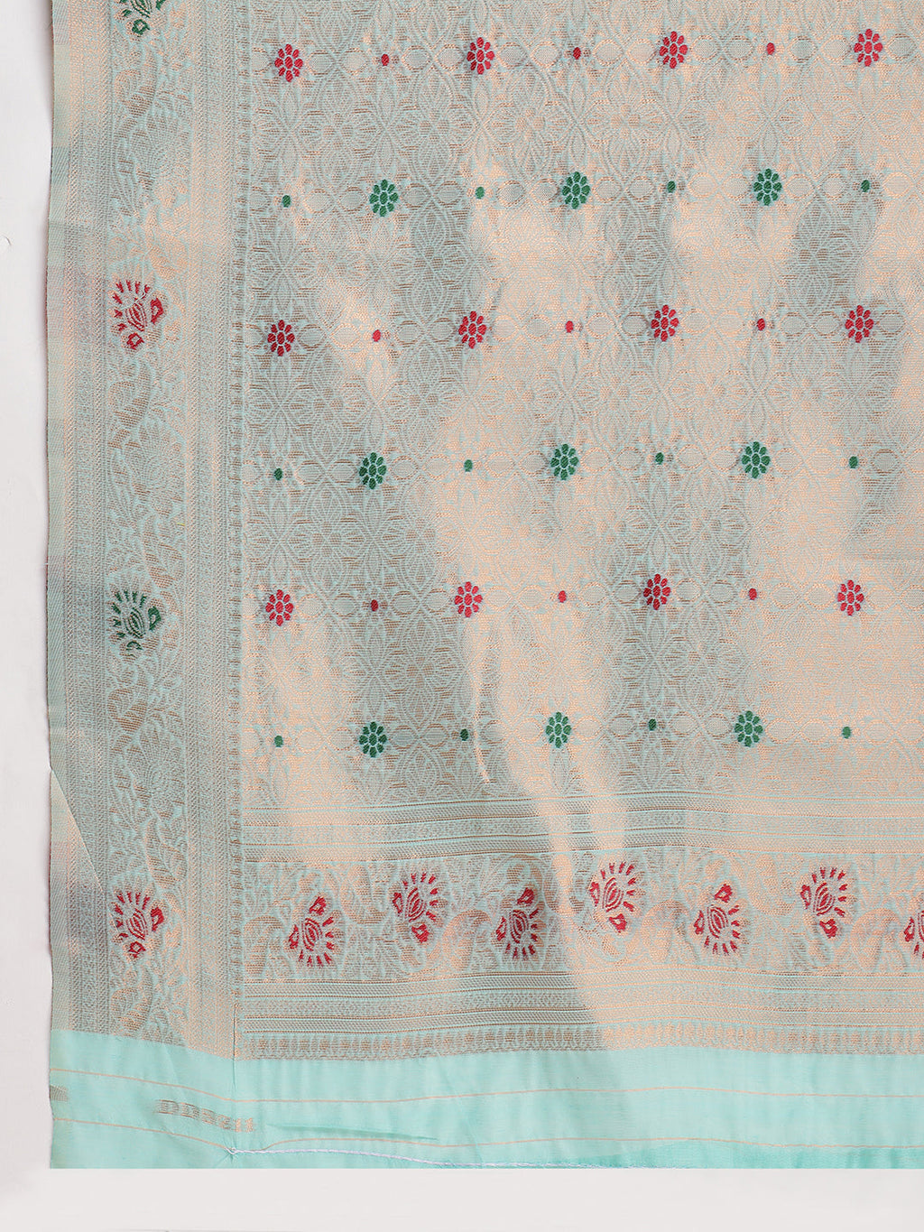 Janasya Sea Blue Linen Blend Kalamkari Jacquard Saree - Distacart