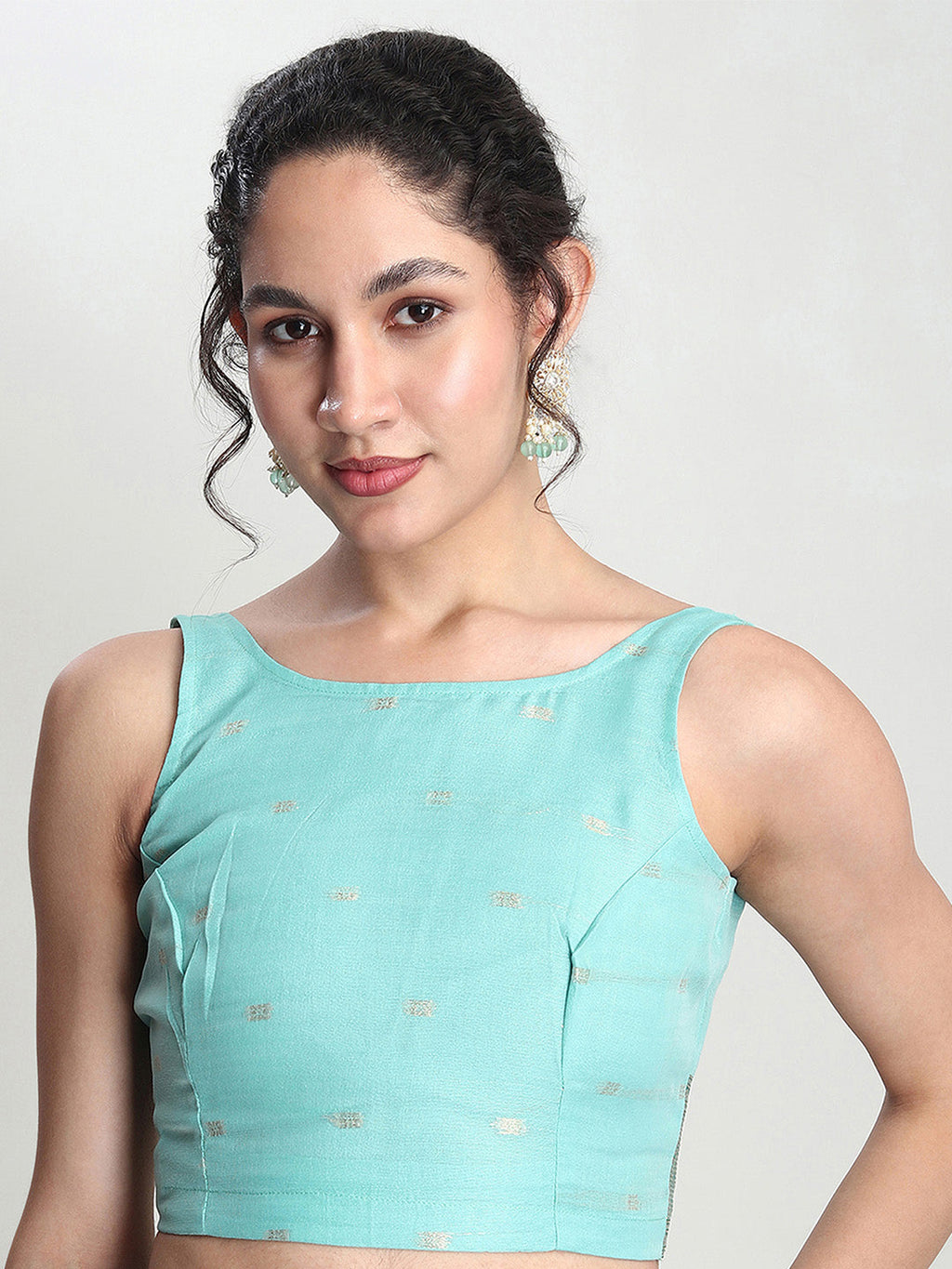 Janasya Sea Green Linen Blend Floral Jacquard Saree - Distacart