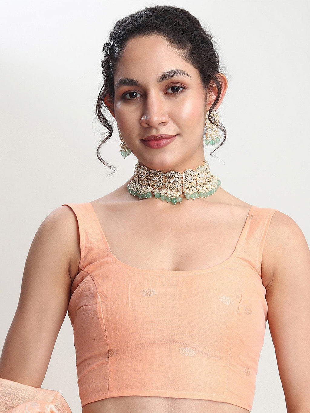 Janasya Orange Linen Blend Geometric Jacquard Saree - Distacart