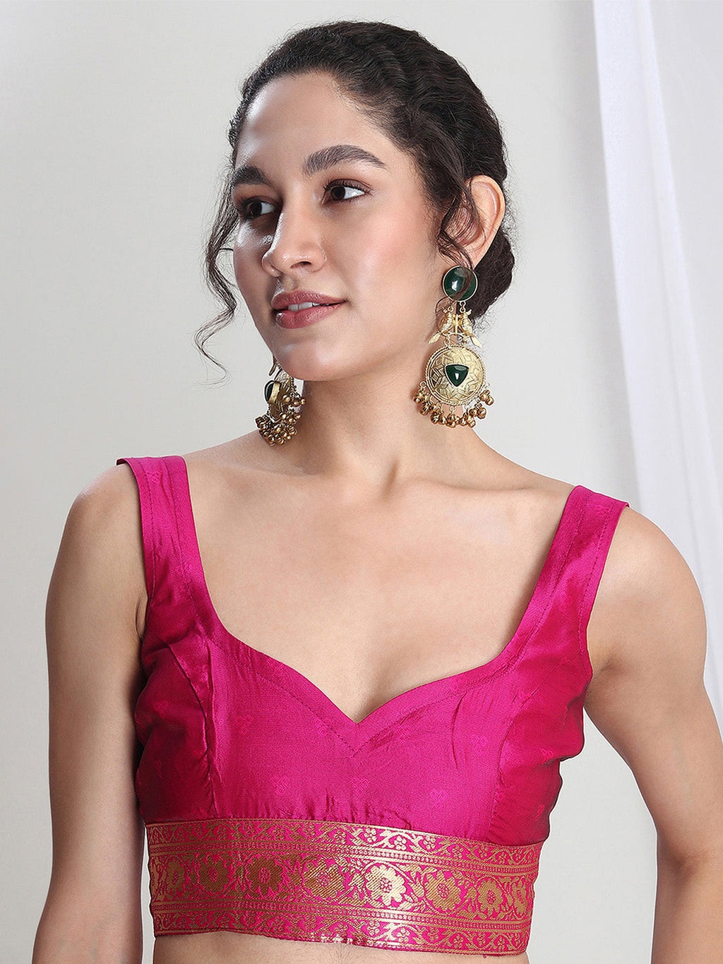 Janasya Pink Silk Blend Floral Jacquard Saree - Distacart