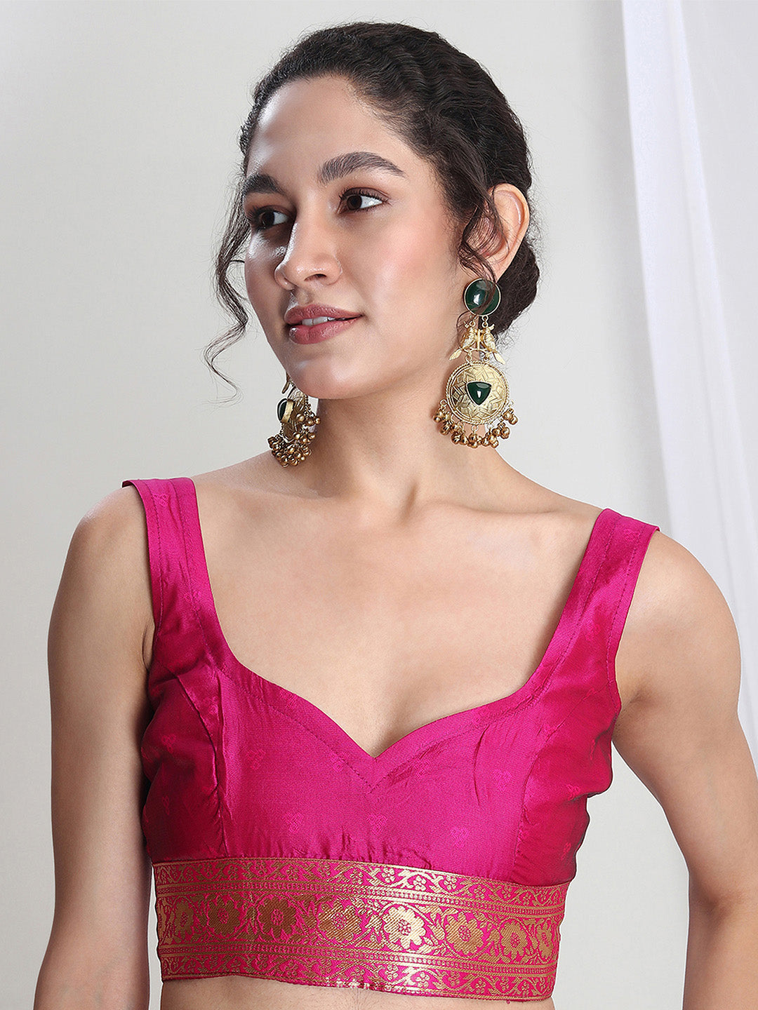 Janasya Pink Silk Blend Floral Jacquard Saree - Distacart