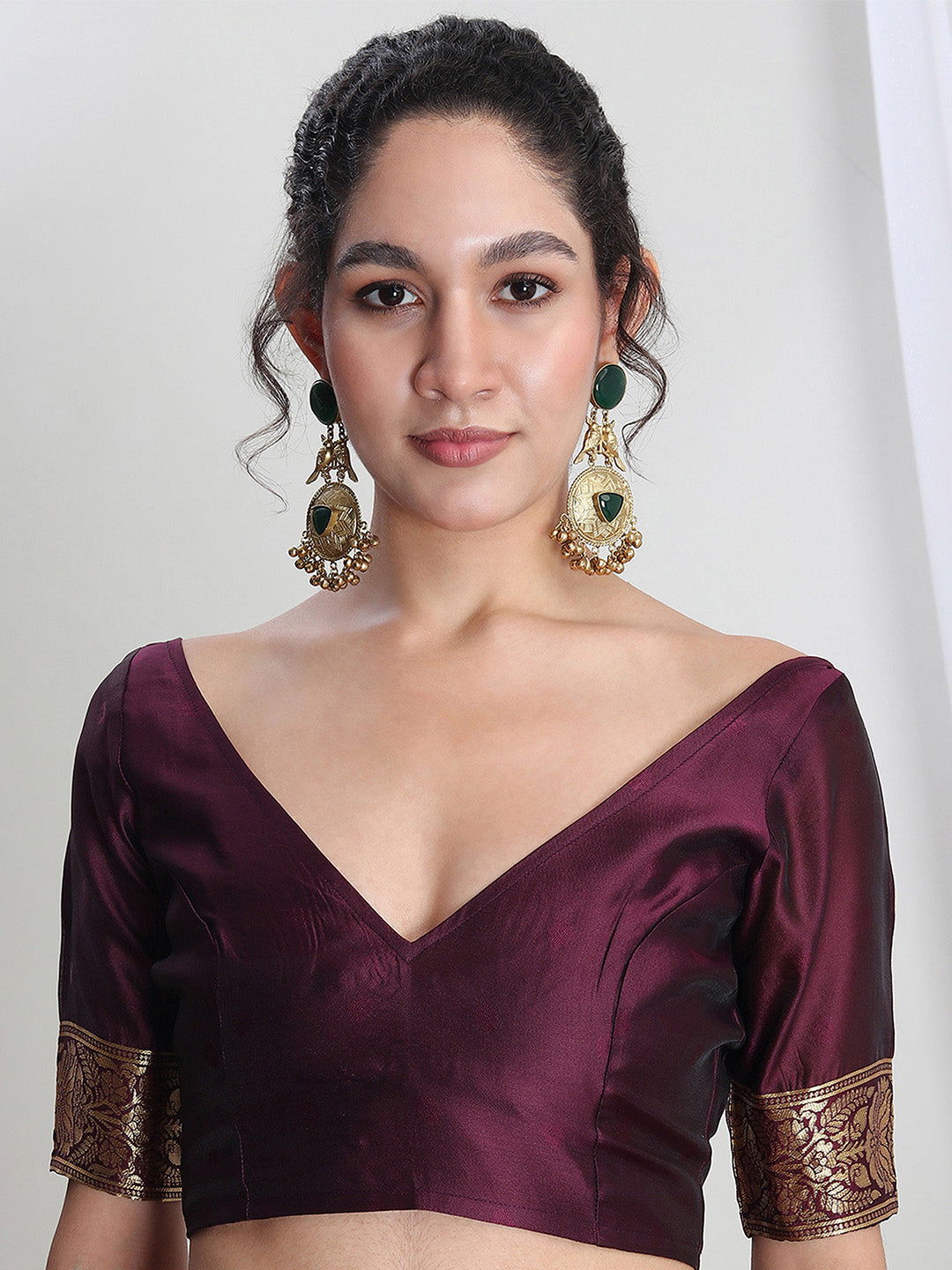 Janasya Purple Silk Blend Floral Jacquard Saree - Distacart