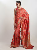 Janasya Red Silk Blend Ethnic Motifs Jacquard Saree - Distacart
