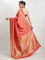 Janasya Red Silk Blend Ethnic Motifs Jacquard Saree - Distacart