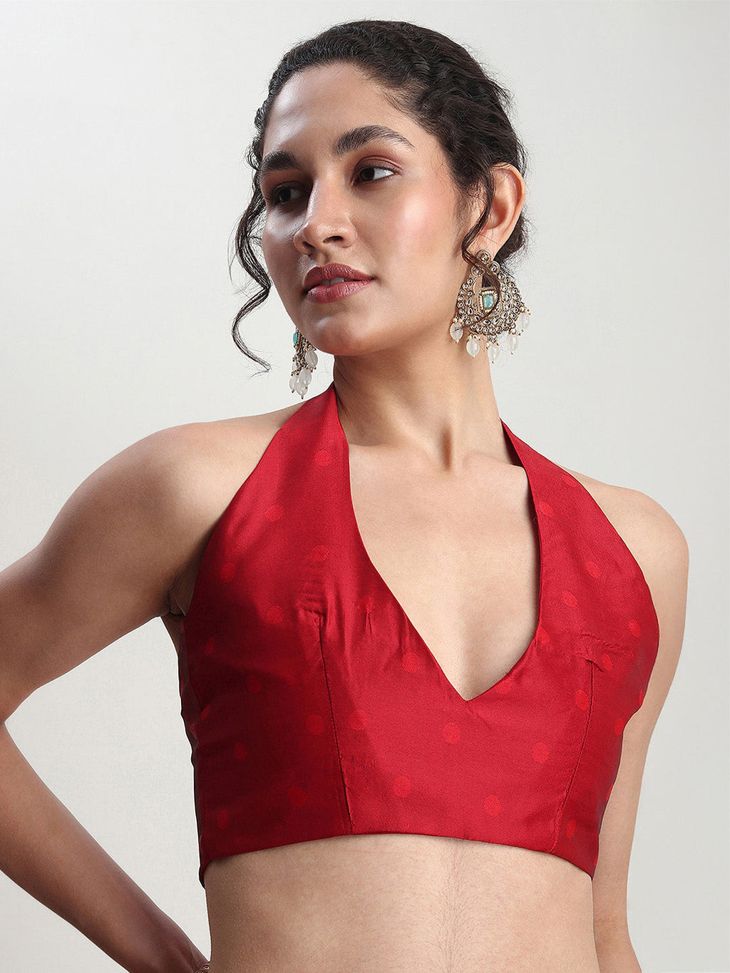 Janasya Red Silk Blend Ethnic Motifs Jacquard Saree - Distacart