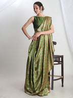Janasya Green Silk Blend Ethnic Motifs Jacquard Saree - Distacart
