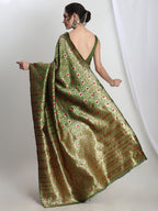 Janasya Green Silk Blend Ethnic Motifs Jacquard Saree - Distacart