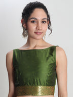 Janasya Green Silk Blend Ethnic Motifs Jacquard Saree - Distacart