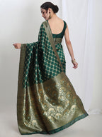Janasya Green Silk Blend Ethnic Printed Jacquard Saree - Distacart