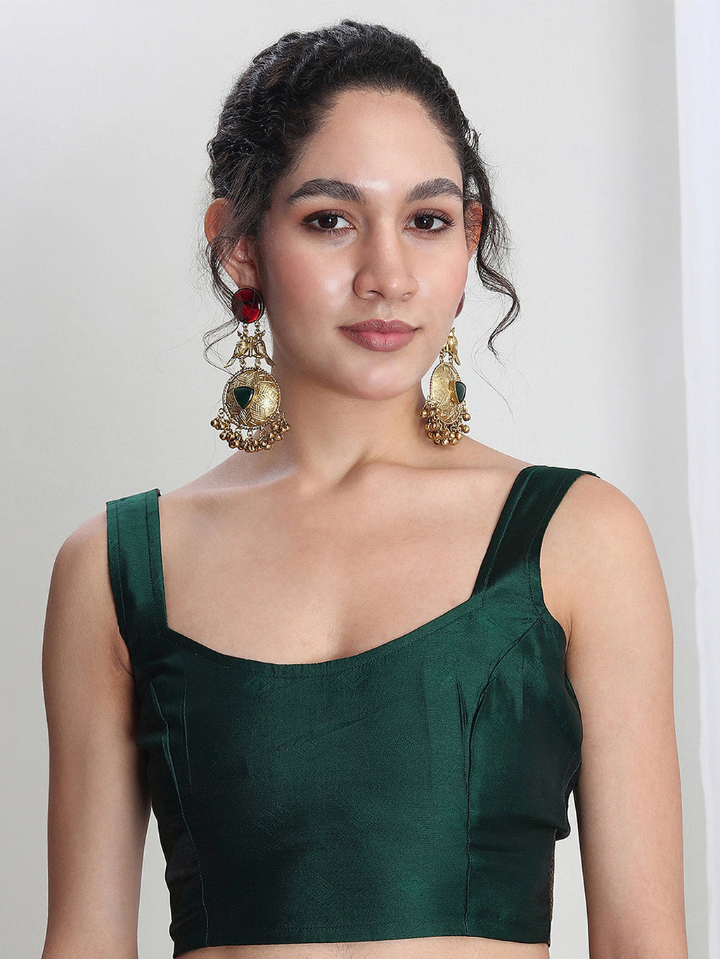 Janasya Green Silk Blend Ethnic Printed Jacquard Saree - Distacart