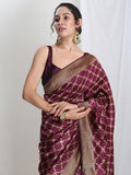 Janasya Purple Silk Blend Ethnic Printed Jacquard Saree - Distacart