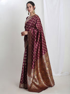 Janasya Purple Silk Blend Ethnic Printed Jacquard Saree - Distacart