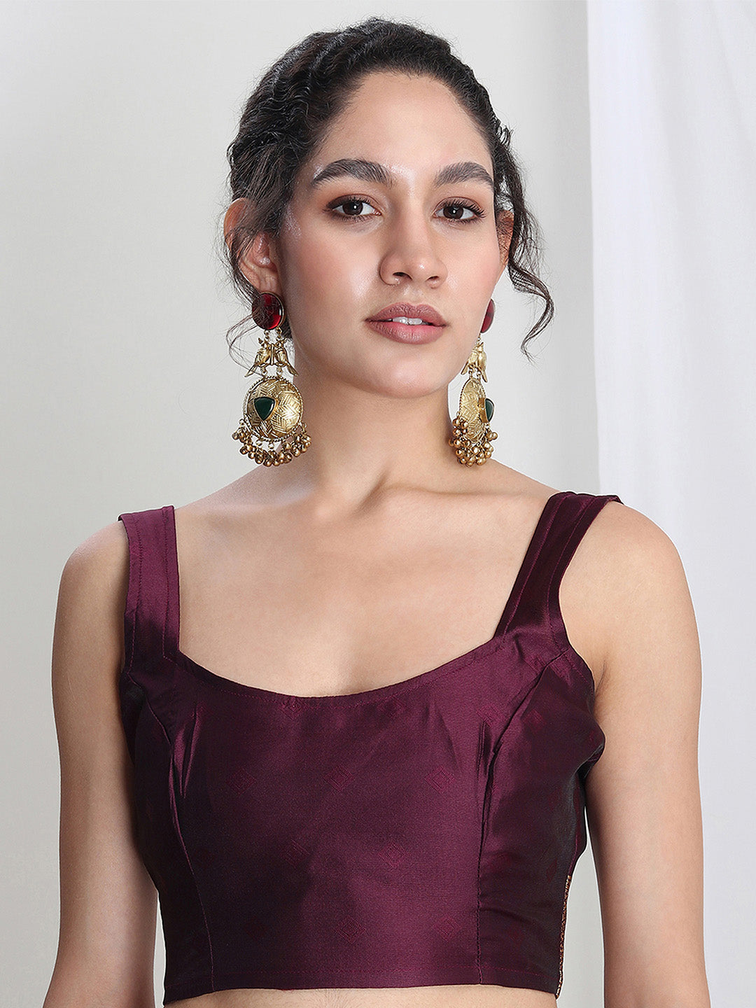 Janasya Purple Silk Blend Ethnic Printed Jacquard Saree - Distacart