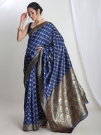 Janasya Blue Silk Blend Ethnic Printed Jacquard Saree - Distacart