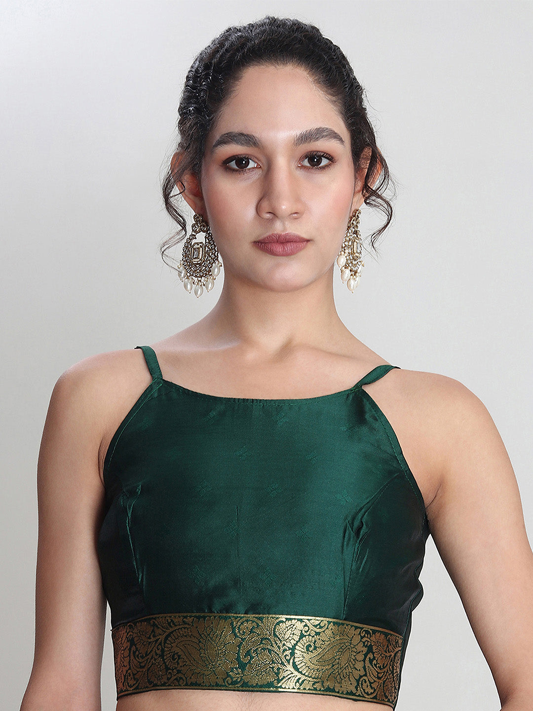 Janasya Green Silk Blend Ethnic Motifs Jacquard Saree - Distacart