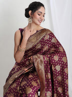 Janasya Purple Silk Blend Ethnic Motifs Jacquard Saree - Distacart