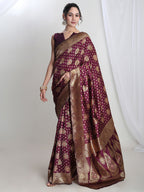 Janasya Purple Silk Blend Ethnic Motifs Jacquard Saree - Distacart