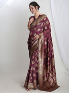Janasya Purple Silk Blend Ethnic Motifs Jacquard Saree - Distacart
