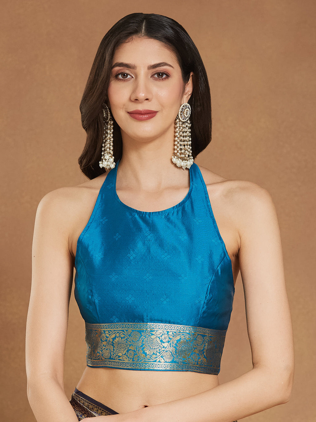 Janasya Blue Silk Blend Ethnic Motifs Banarasi Jacquard Saree - Distacart