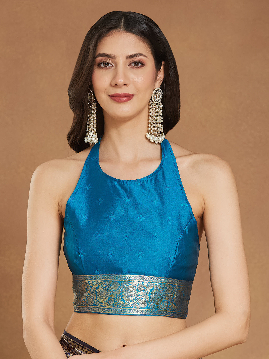 Janasya Blue Silk Blend Ethnic Motifs Banarasi Jacquard Saree - Distacart