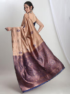 Janasya Beige Silk Blend Ethnic Printed Jacquard Saree - Distacart