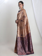 Janasya Beige Silk Blend Ethnic Printed Jacquard Saree - Distacart