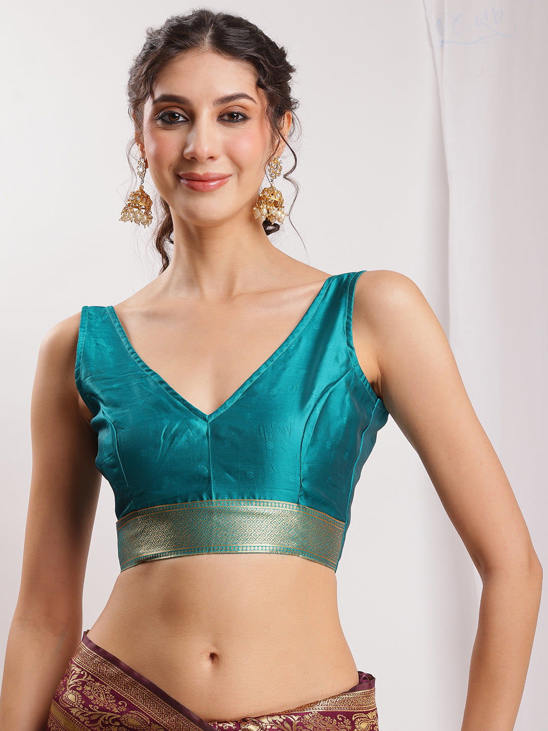 Janasya Purple Silk Blend Floral Jacquard Saree - Distacart