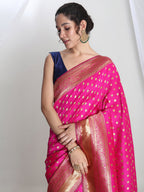 Janasya Pink Silk Blend Ethnic Motifs Jacquard Saree - Distacart