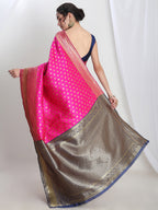 Janasya Pink Silk Blend Ethnic Motifs Jacquard Saree - Distacart