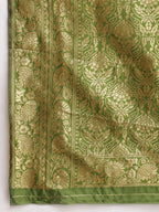 Janasya Green Silk Blend Paisley Jacquard Saree - Distacart