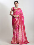 Janasya Pink Silk Blend Paisley Jacquard Saree - Distacart