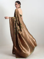Janasya Green Silk Blend Floral Jacquard Saree - Distacart