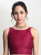 Janasya Magenta Silk Blend Floral Jacquard Saree - Distacart