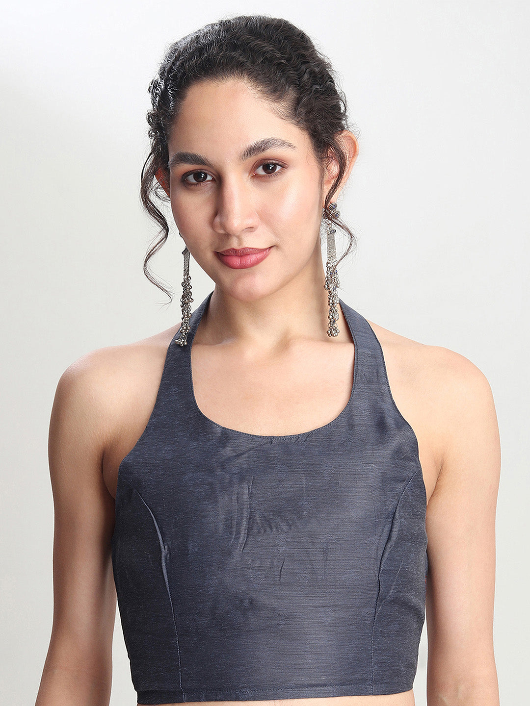 Janasya Grey Silk Blend Floral Jacquard Saree - Distacart