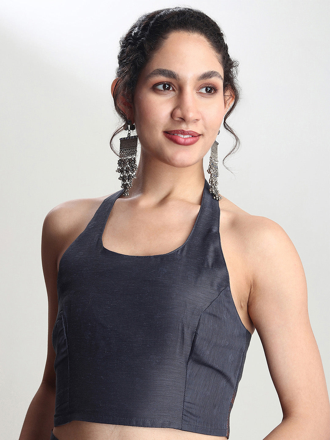 Janasya Grey Silk Blend Floral Jacquard Saree - Distacart