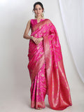 Janasya Pink Silk Blend Geometric Jacquard Saree - Distacart