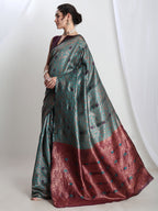 Janasya Sea Green Silk Blend Floral Jacquard Saree - Distacart