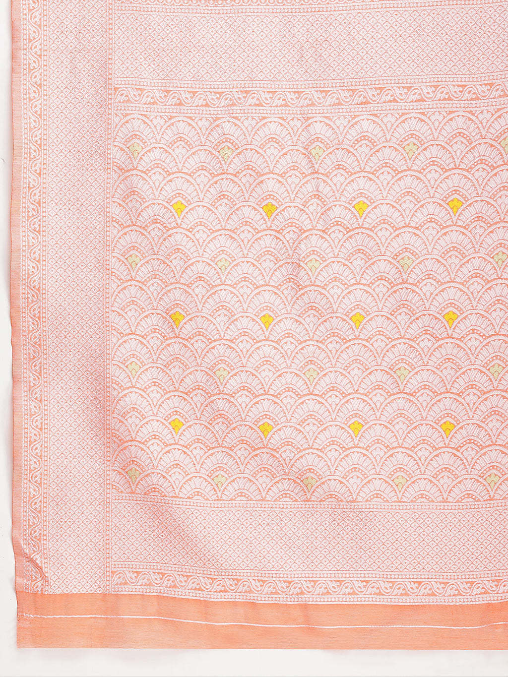 Janasya Peach Silk Blend Floral Jacquard Saree - Distacart