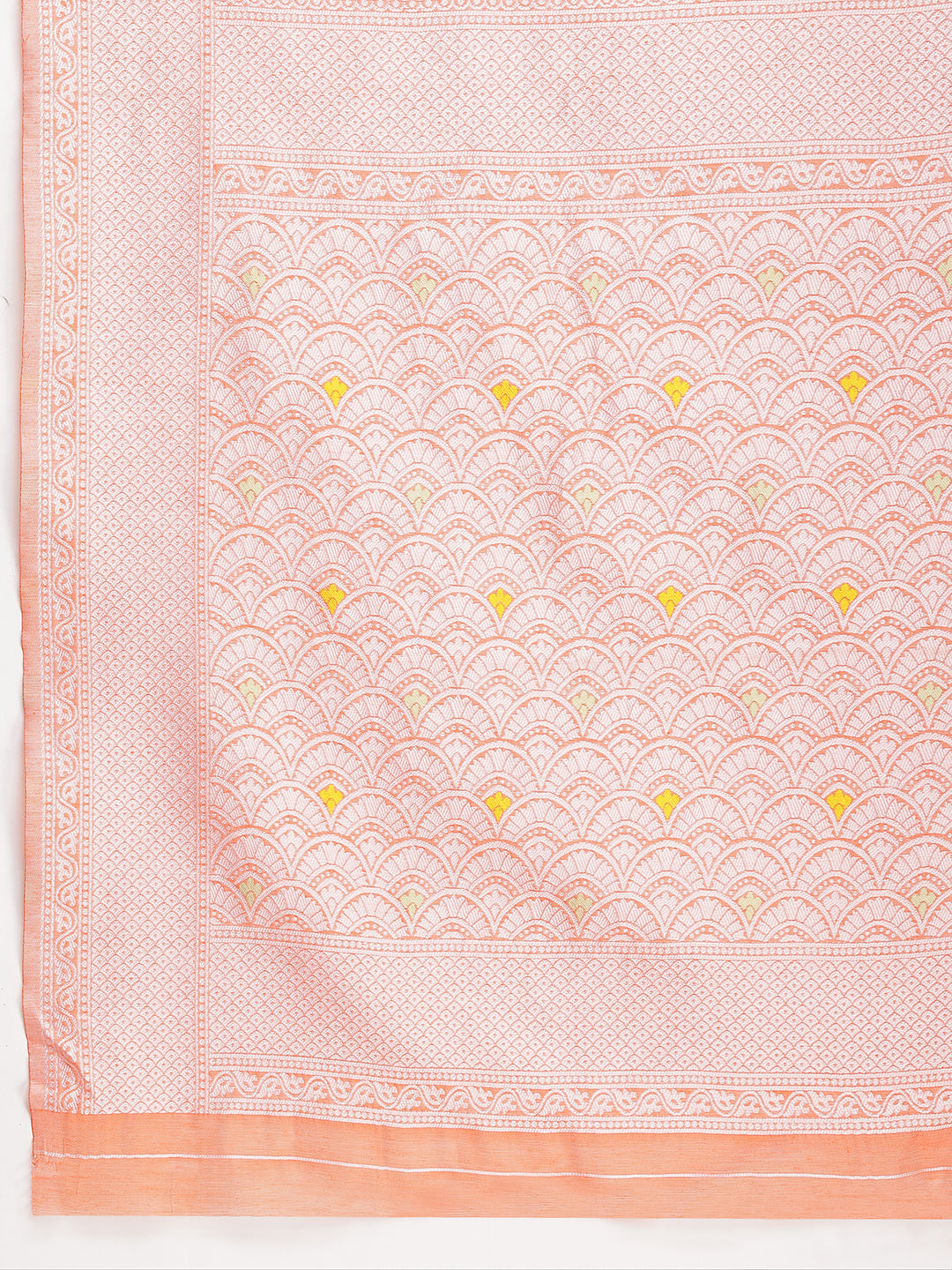 Janasya Peach Silk Blend Floral Jacquard Saree - Distacart