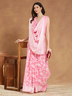 Janasya Light Pink Silk Blend Floral Jacquard Saree - Distacart