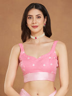 Janasya Light Pink Silk Blend Floral Jacquard Saree - Distacart