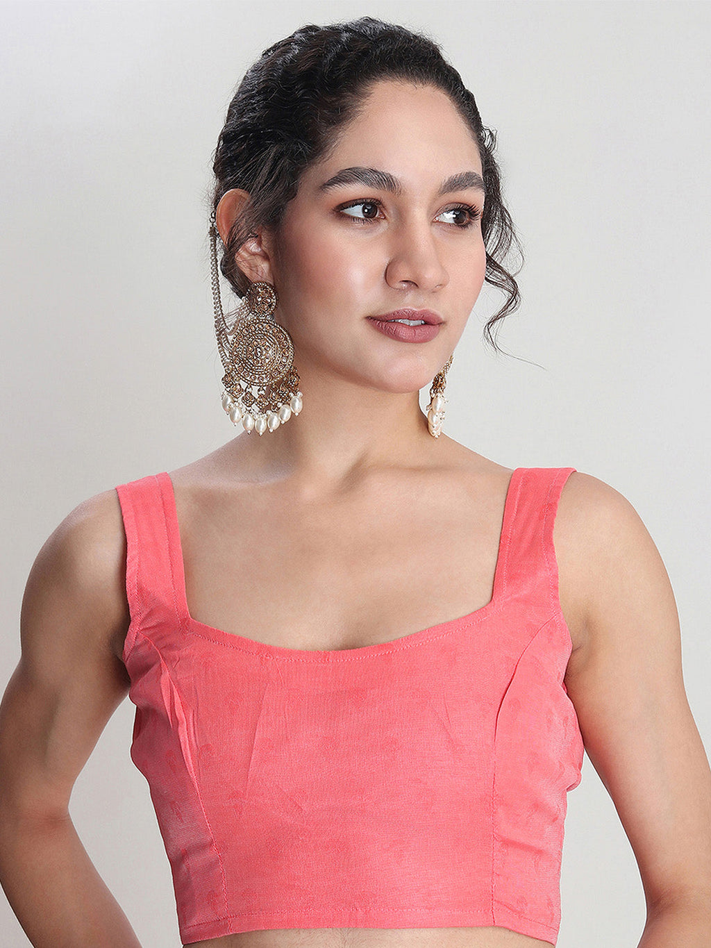 Janasya Coral Silk Blend Floral Jacquard Saree - Distacart